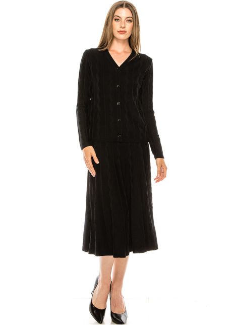 Cable knit midi skirt in black