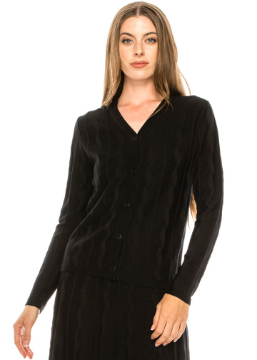 V-neck knitted cardigan in black