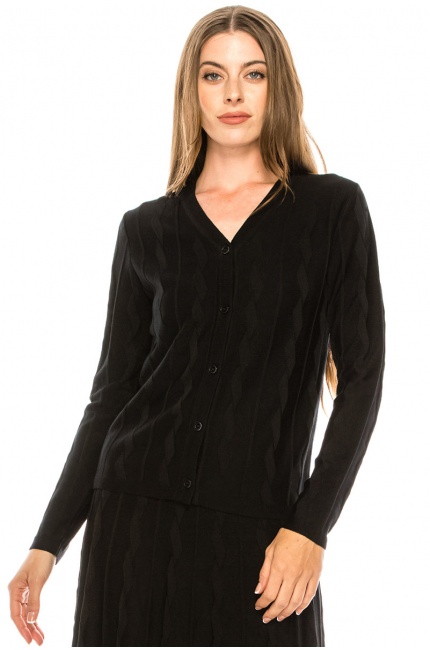 V-neck knitted cardigan in black