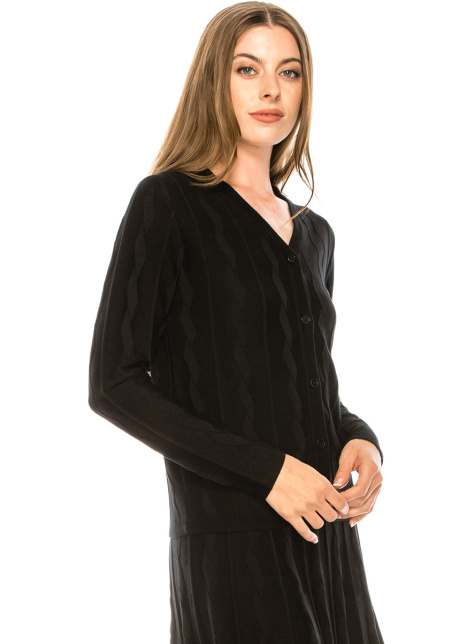 V-neck knitted cardigan in black