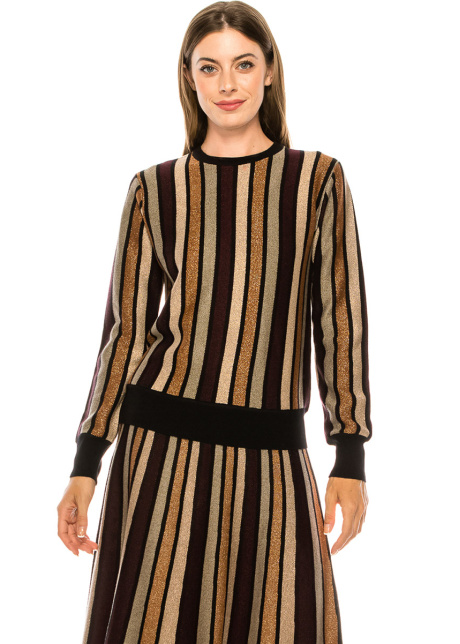 Shiny striped lurex skirt