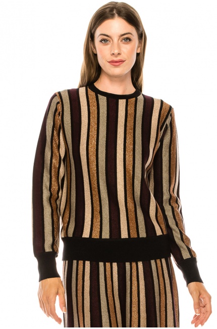 Shiny stripped lurex sweater