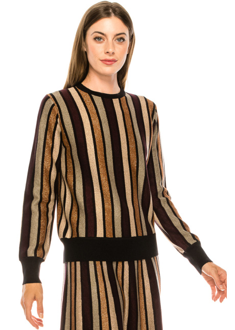 Shiny stripped lurex sweater