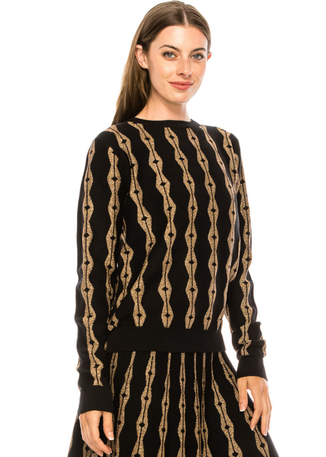 Lurex ornament sweater in golden and black