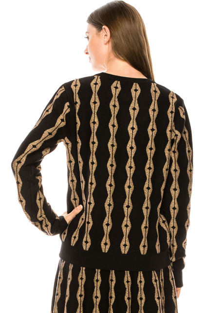Lurex ornament sweater in golden and black