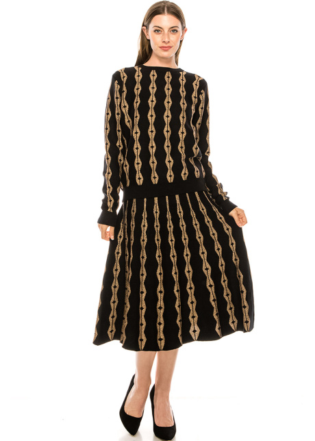 Lurex ornament sweater in golden and black