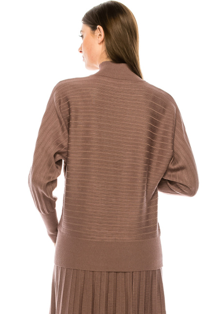 Batwing sleeve ribbed sweater in purple