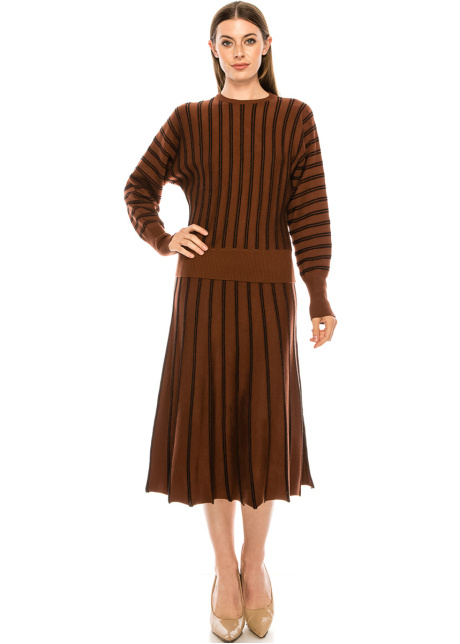 Striped A-line skirt in rust