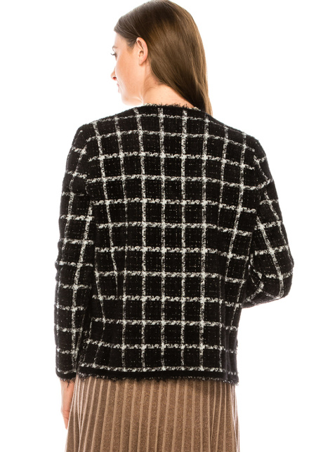 Double-breasted checkered cardigan