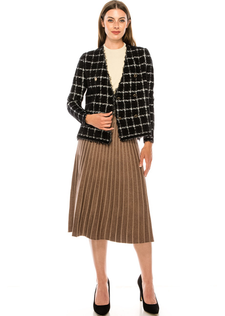 Double-breasted checkered cardigan