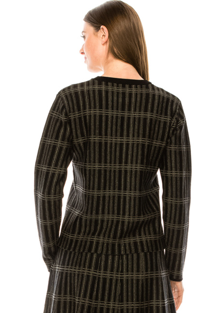 Silver lurex check printed sweater