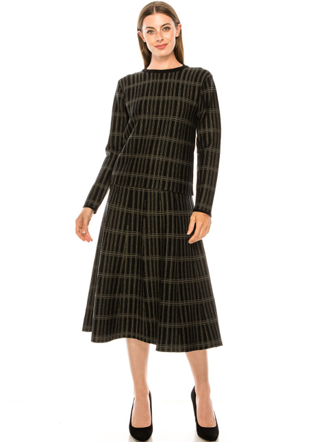 Silver lurex check printed sweater
