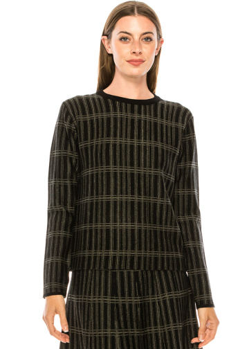 Silver lurex check printed sweater