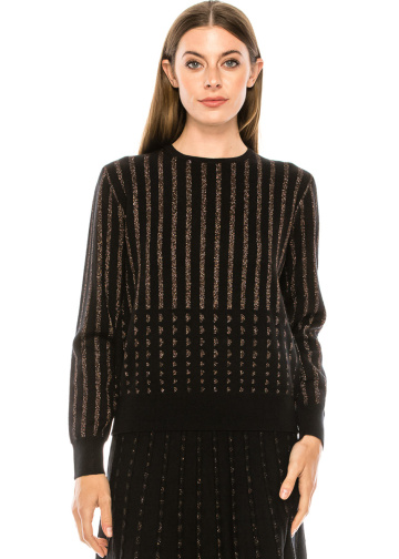 Striped lurex sweater in golden and black
