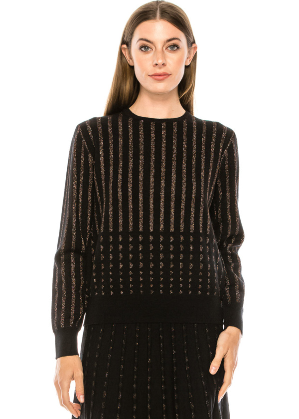 Striped lurex sweater in golden and black