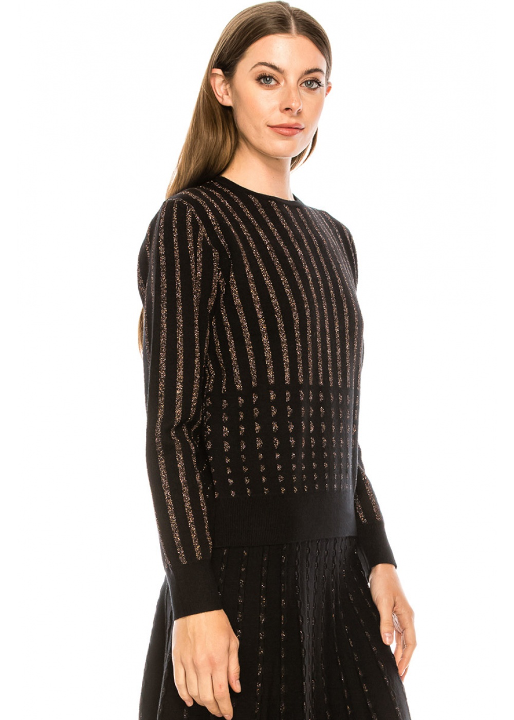 Striped lurex sweater in golden and black