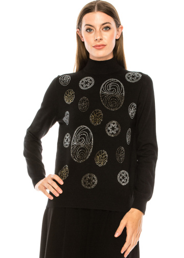 High neck sweater in black