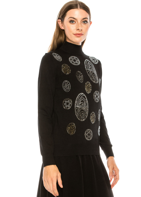 High neck sweater in black