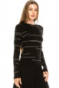 Crew neck ribbed sweater in black and white