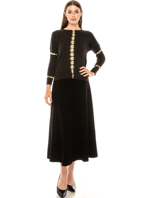 Ribbed sleeves sweater in black