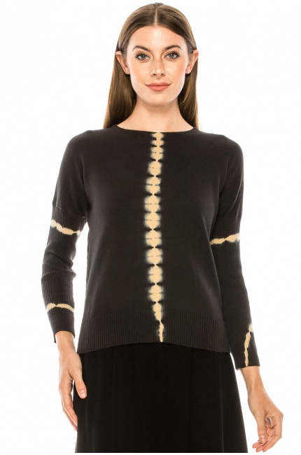 Ribbed sleeves sweater in black
