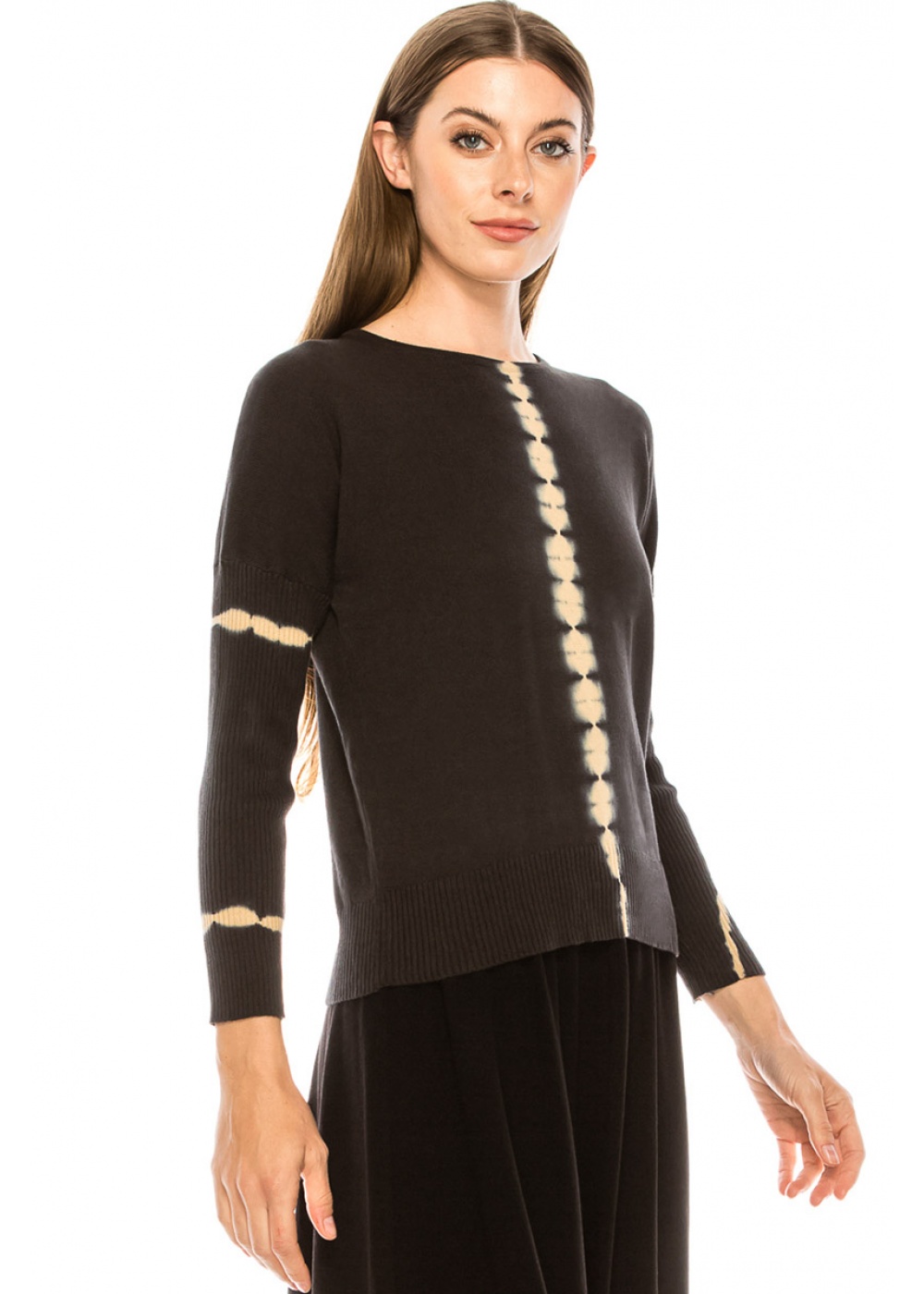 Ribbed sleeves sweater in black