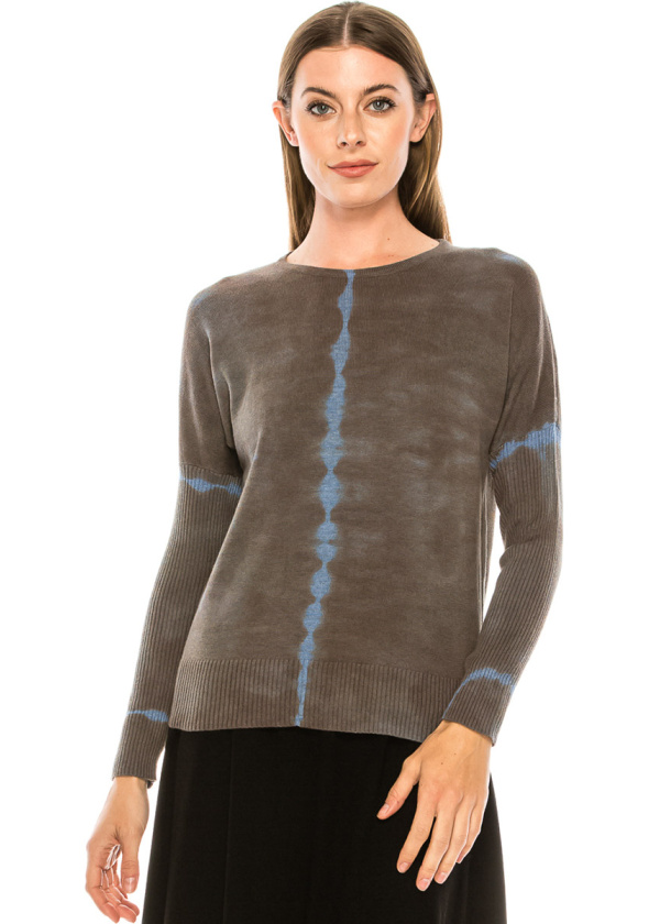 Ribbed sleeves sweater in brown