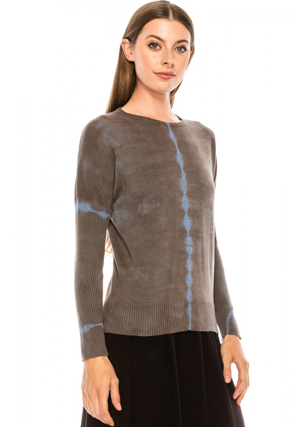 Ribbed sleeves sweater in brown
