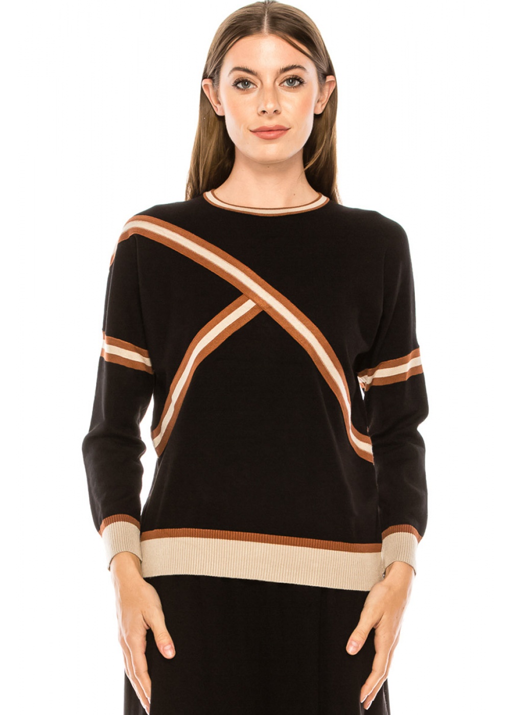 Color block striped sweater