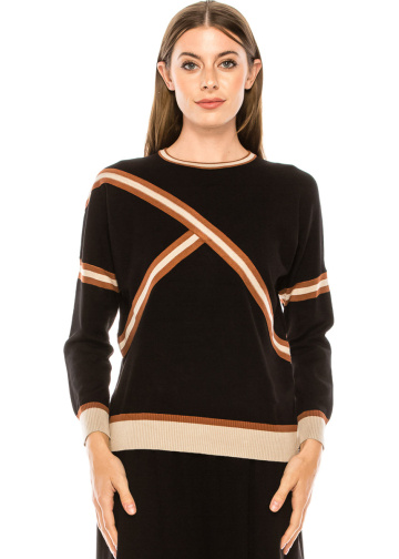 Color block striped sweater