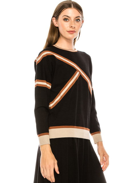 Color block striped sweater