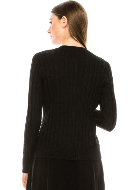 Classy crew neck cardigan in black