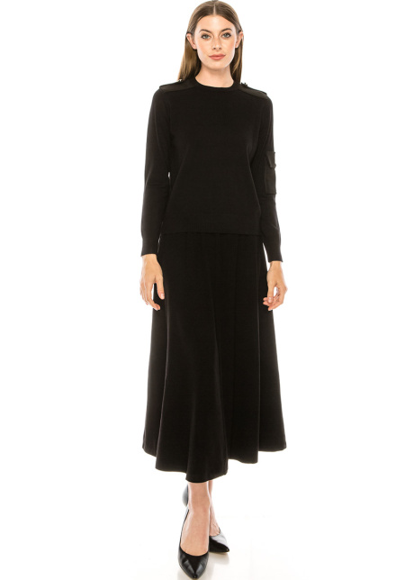 Epaulette basic sweater in black