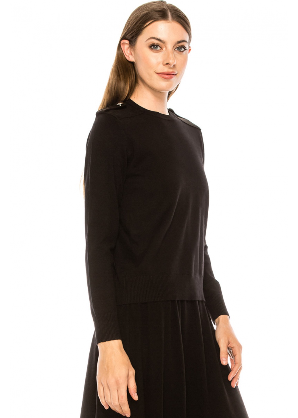 Epaulette basic sweater in black