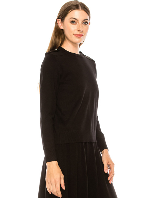 Epaulette basic sweater in black