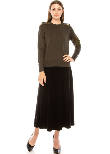 Epaulette basic sweater in olive