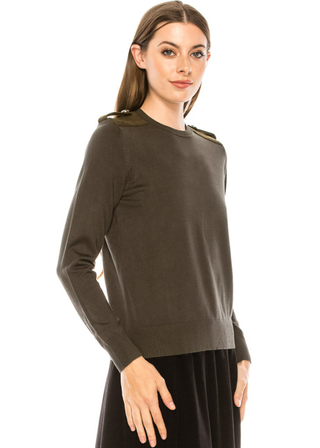 Epaulette basic sweater in olive