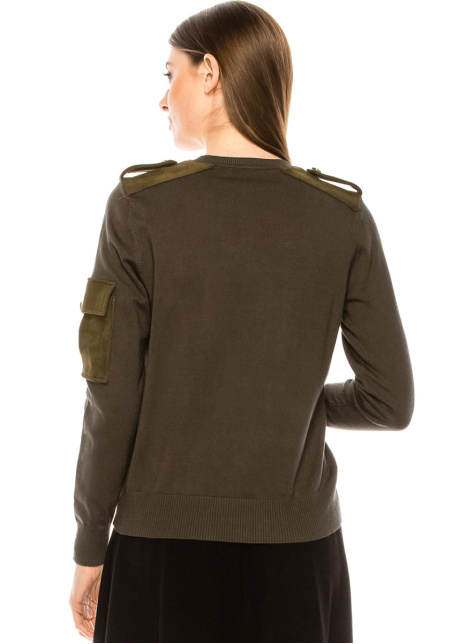 Epaulette basic sweater in olive