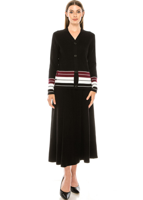 Black cardigan with striped edge
