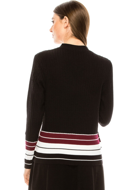Black cardigan with striped edge