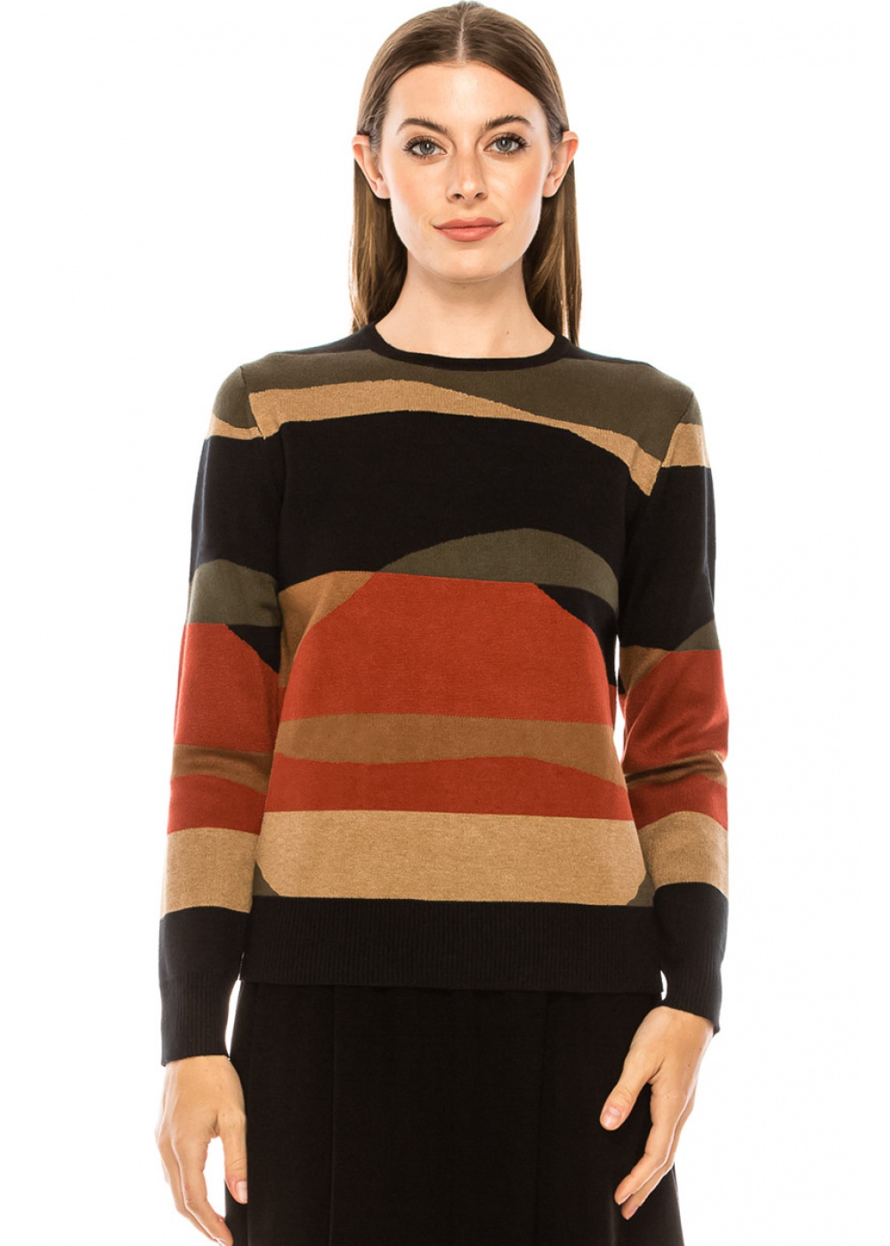 Multi-colored striped design sweater