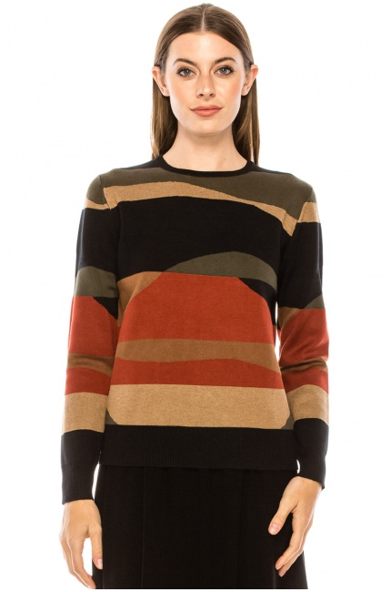 Multi-colored striped design sweater