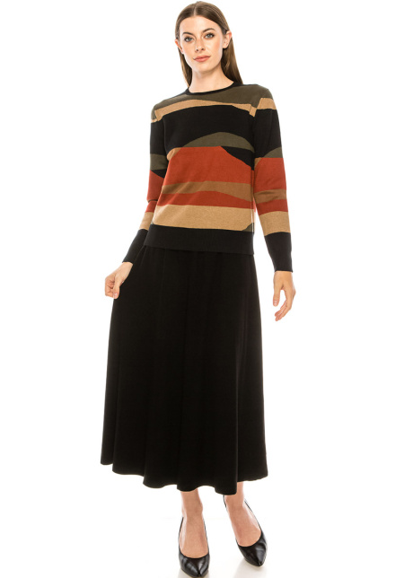Multi-colored striped design sweater