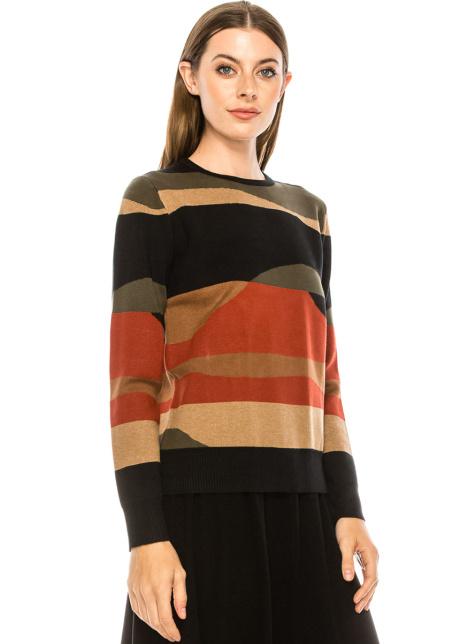 Multi-colored striped design sweater