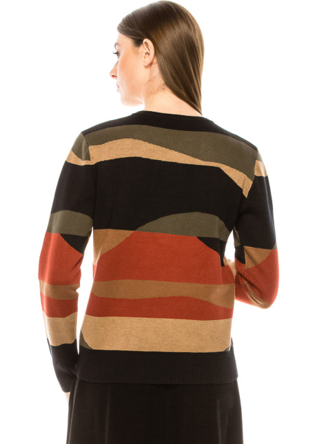 Multi-colored striped design sweater