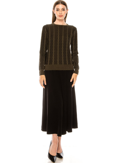 Elegant pattern sweater in olive