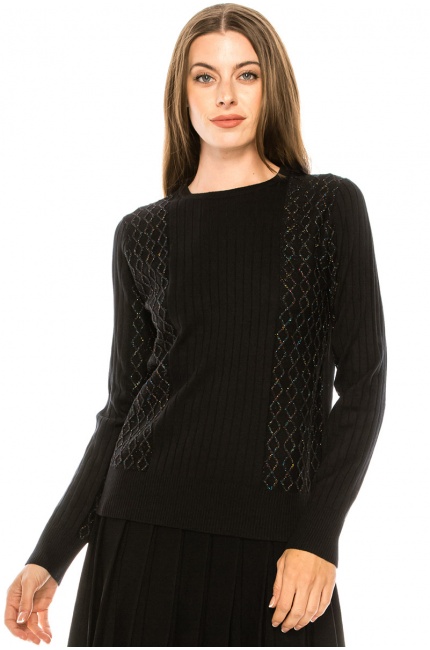 Sweater S2987 Black Rainbow Lurex