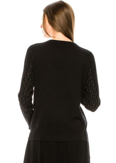 Lurex embroidery crew neck sweater