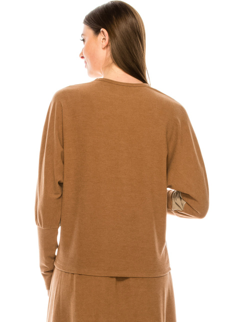 Color block long sleeve T-shirt with high cuffs