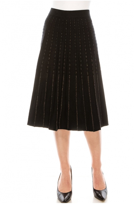Pleated black skirt with golden accents